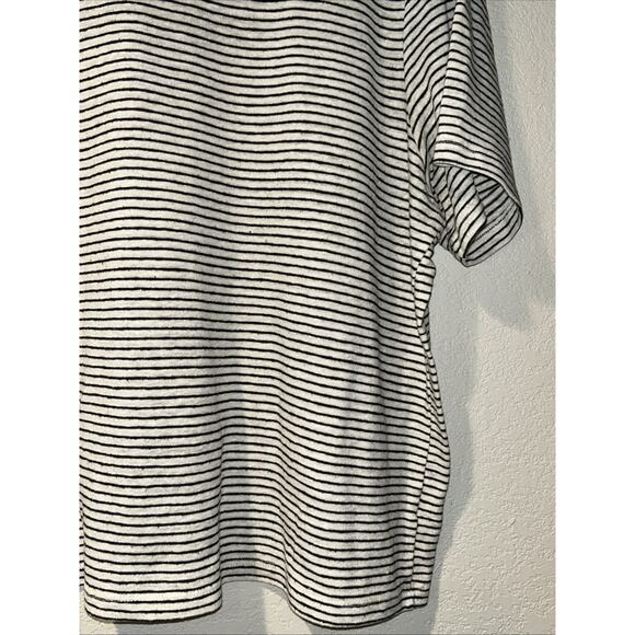 Linen Blend Tee Top Womens XXL Short Sleeve Boxy Striped Nautical Preppy Beach - Picture 4 of 10